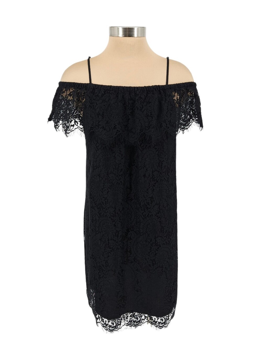 Madewell Shift Dress Black Lace Off Shoulder Short Sleeve Pullover 10